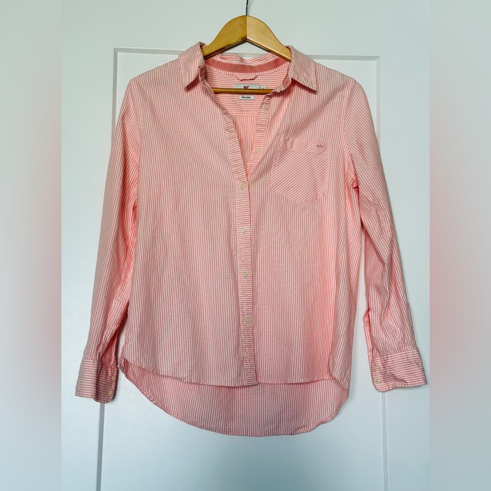 Vineyard Vines Coral Striped Relaxed Shirt